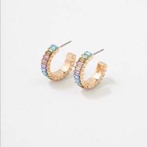 Baguette Hoop Earrings Gold Colors